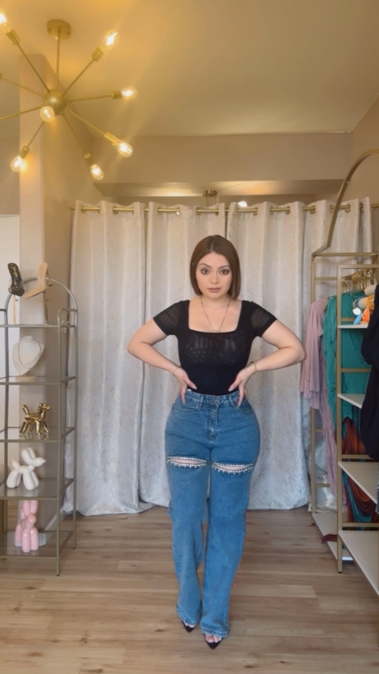 Dark Rhinestone Jeans