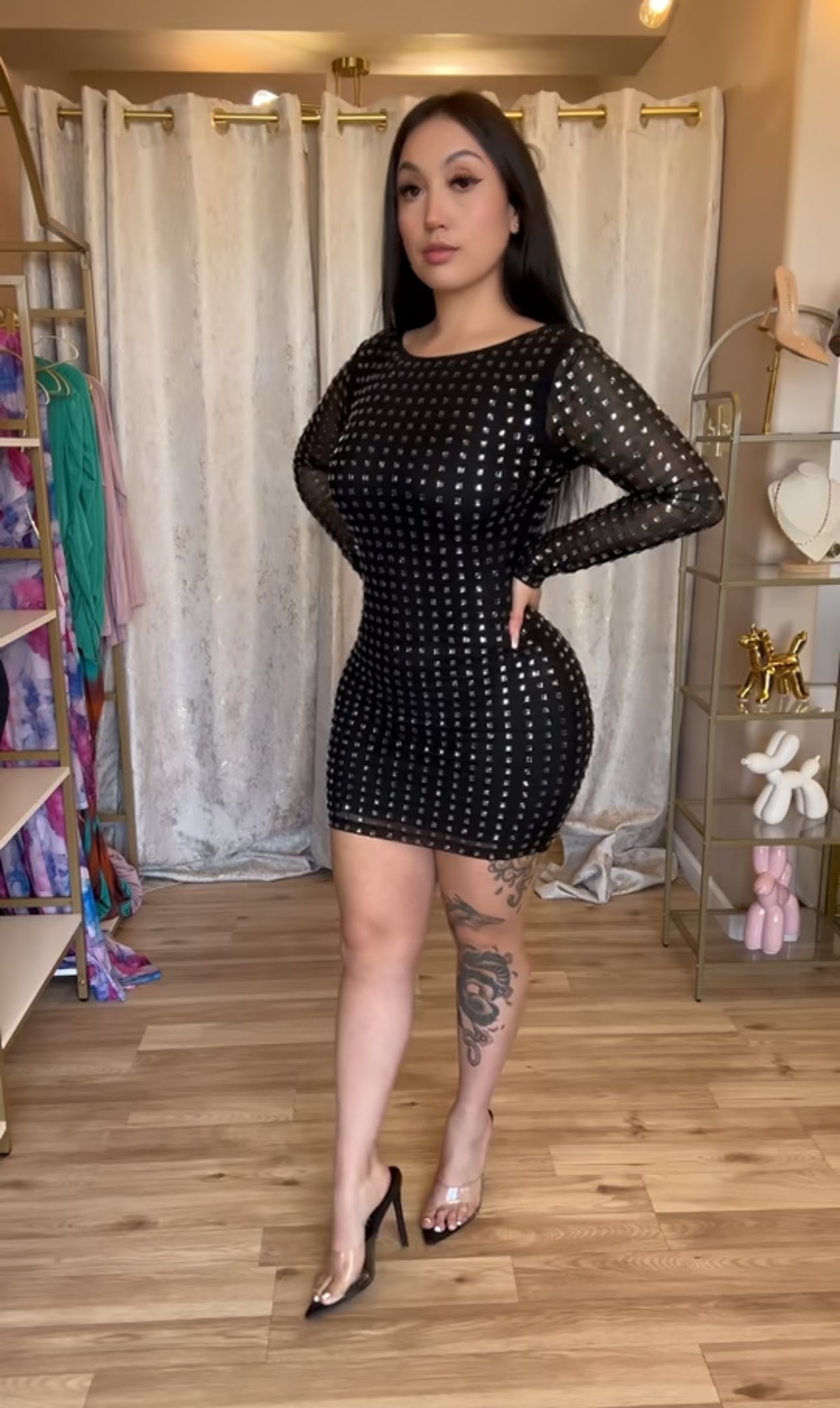 Black rhinestone dress