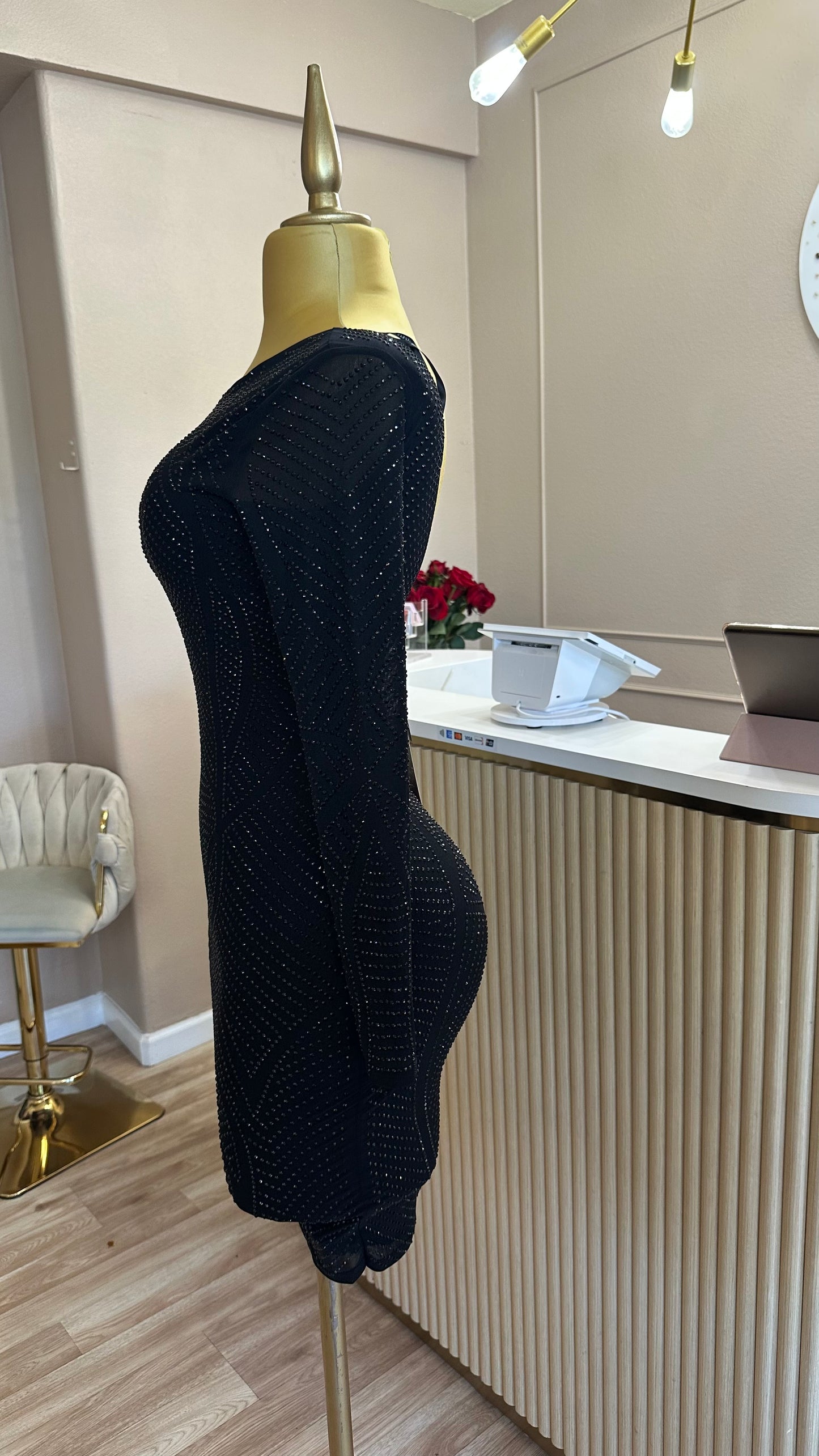Black rhinestones Dress 🖤