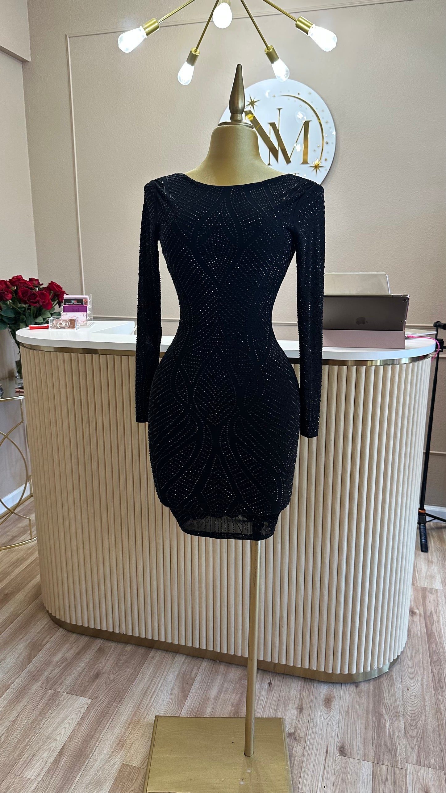 Black rhinestones Dress 🖤