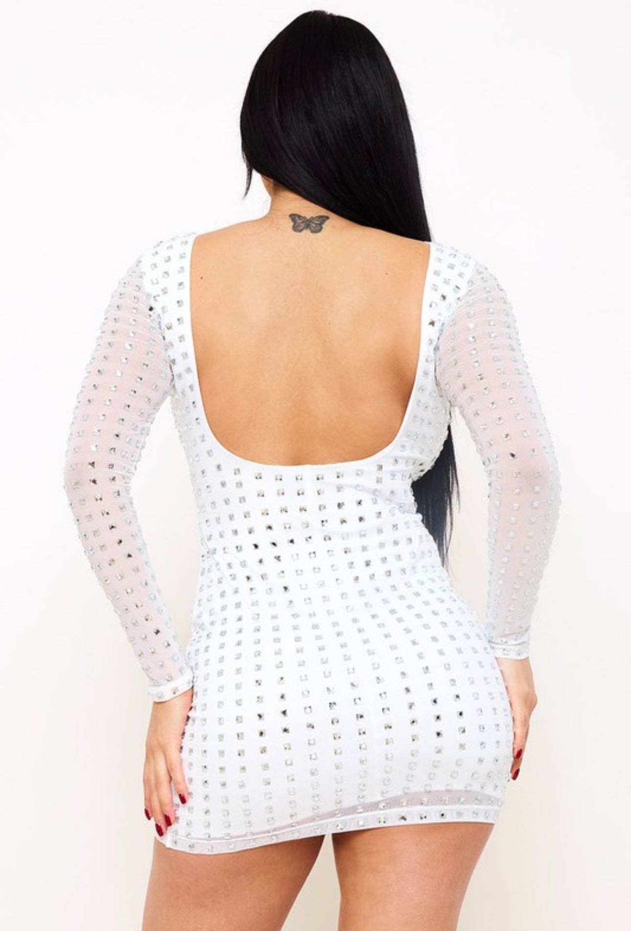 White rhinestone Mini Dress