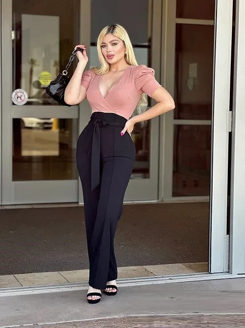 Pink and Black Jumpsuit