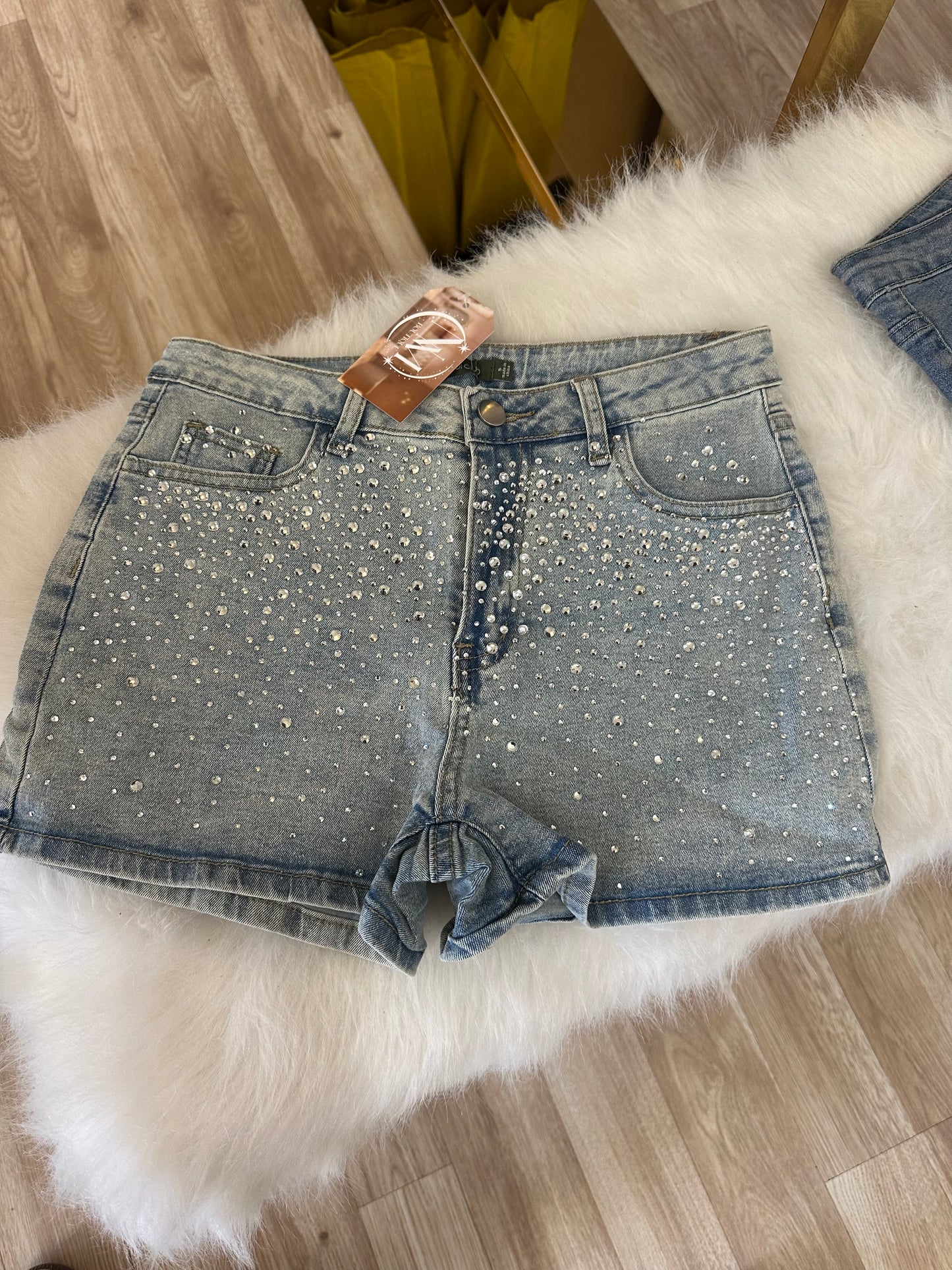 Light Rhinestone Shorts