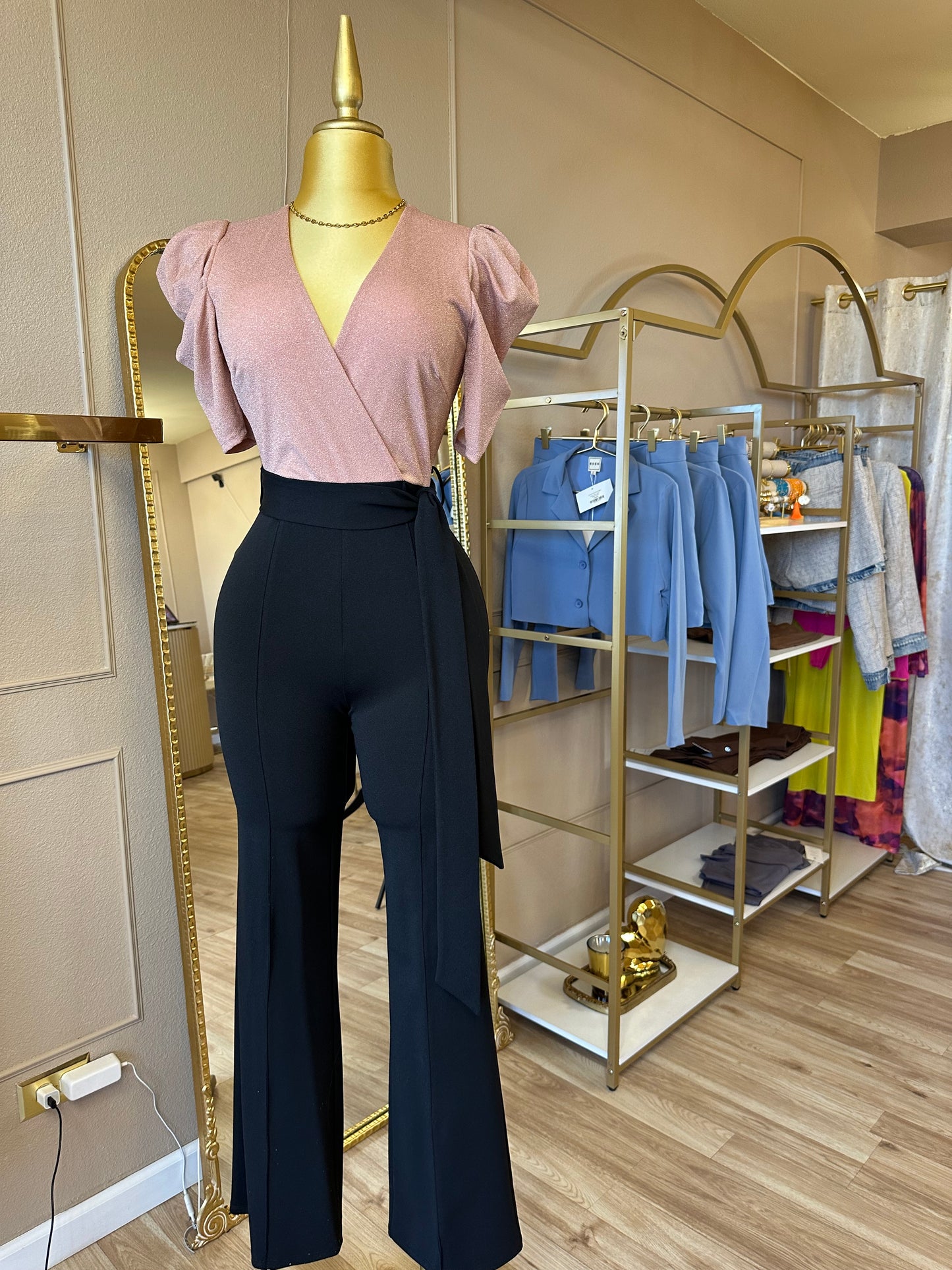 Pink and Black Jumpsuit